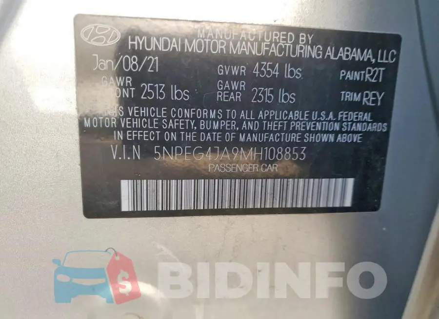 5NPEG4JA9MH108853 Photo# 12