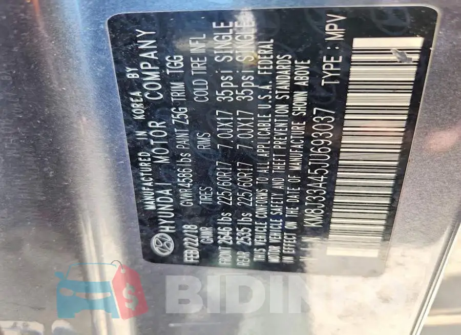 KM8J33A45JU693037 Photo# 13