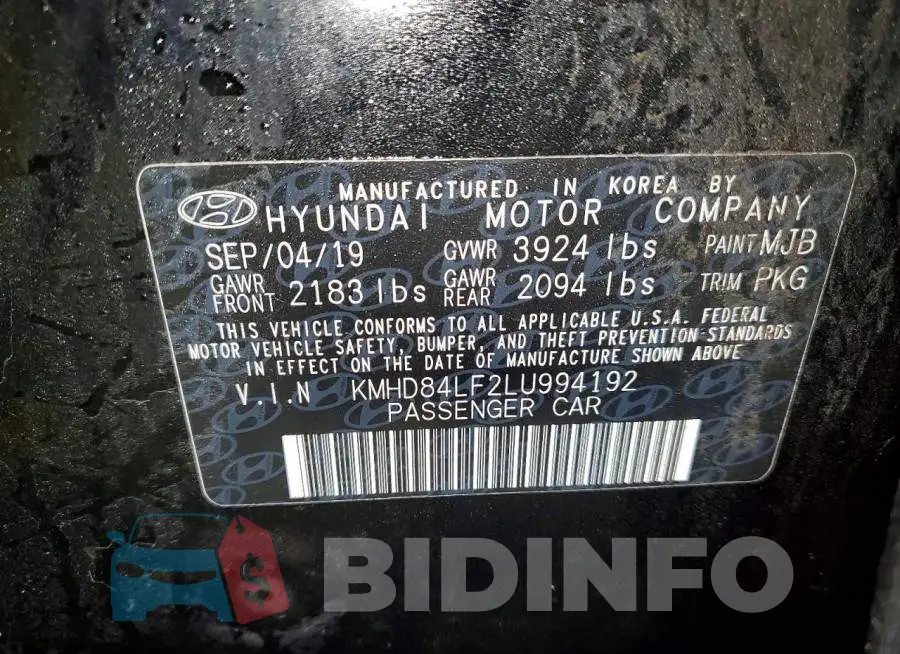 KMHD84LF2LU994192 Photo# 13