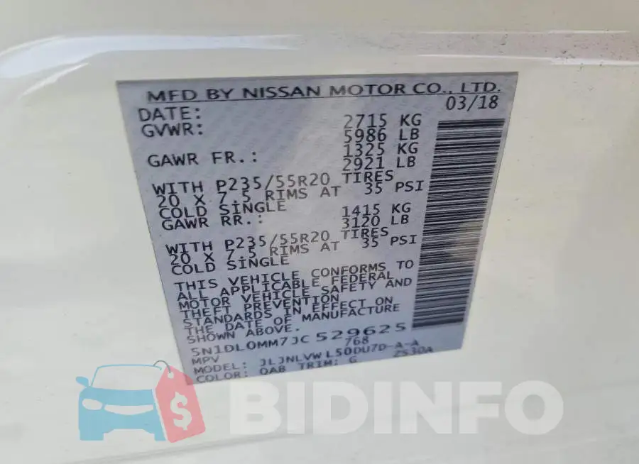 5N1DL0MM7JC529625 Photo# 12