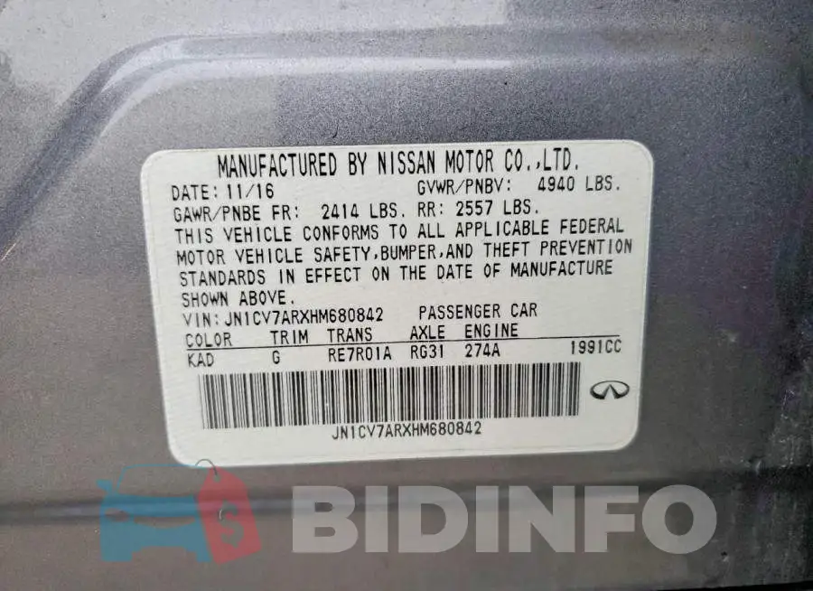 JN1CV7ARXHM680842 Photo# 12