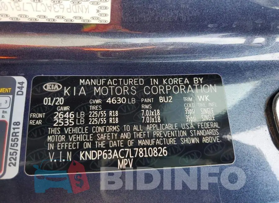 KNDP63AC7L7810826 Photo# 13