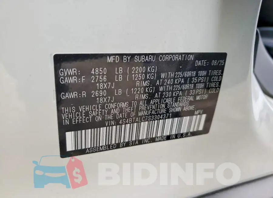 4S4BTALC7S3304371 Photo# 13