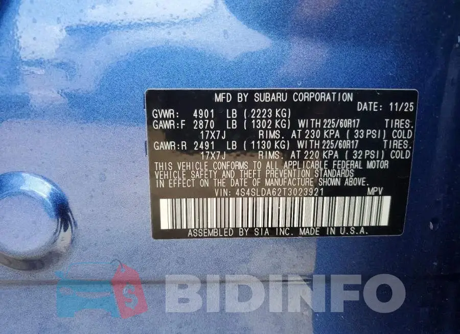 4S4SLDA62T3023921 Photo# 13