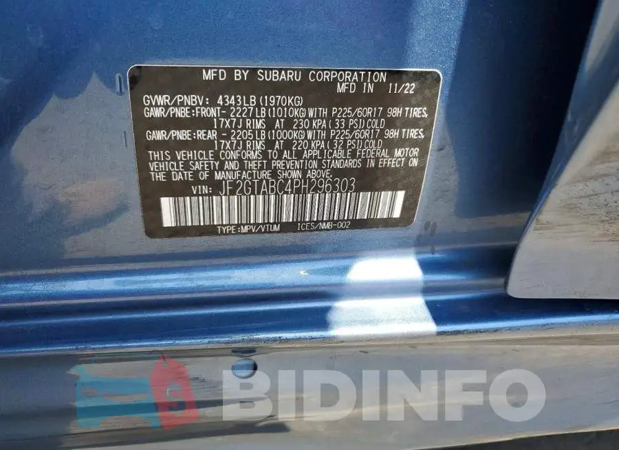JF2GTABC4PH296303 Photo# 13