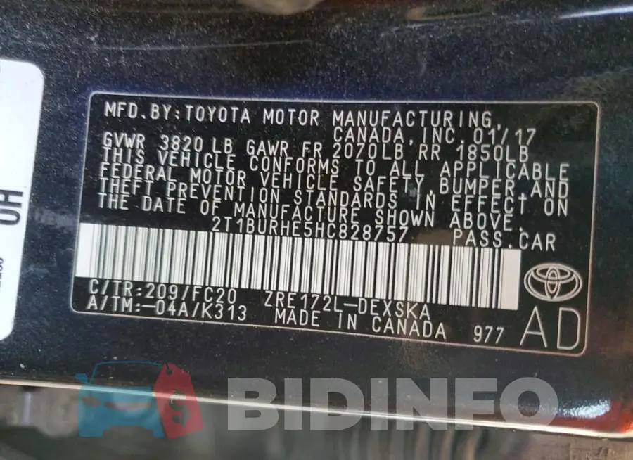 2T1BURHE5HC828757 Photo# 12