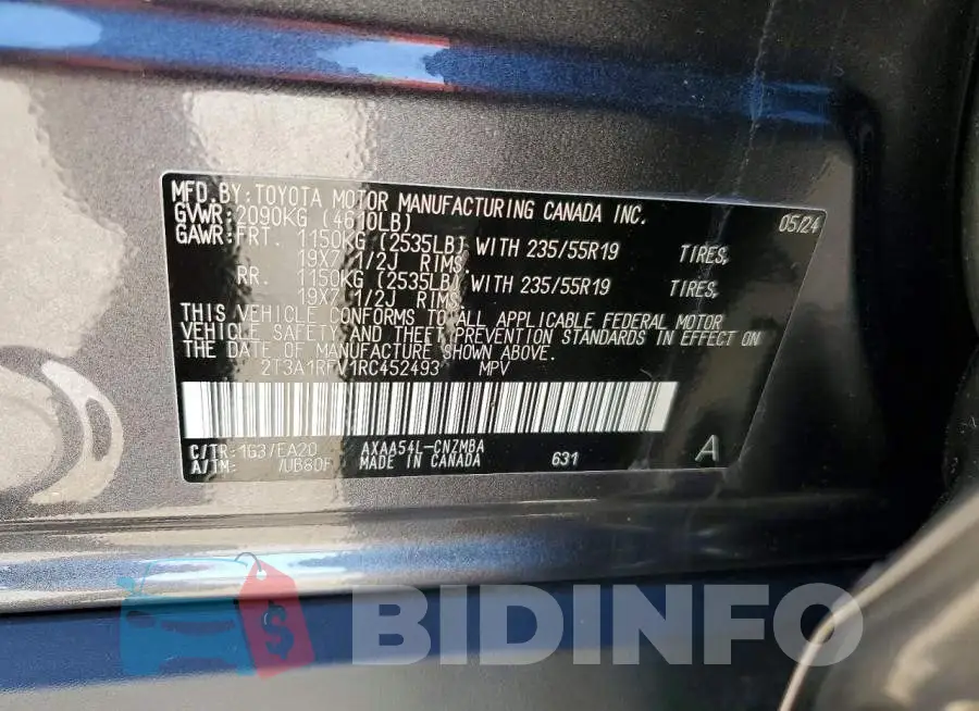 2T3A1RFV1RC452493 Photo# 13