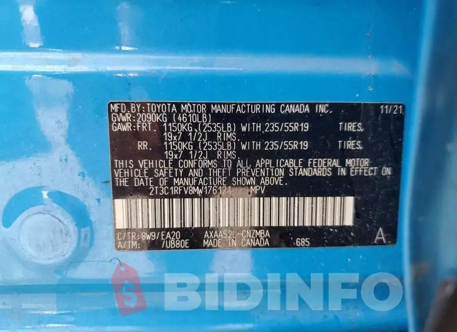 2T3C1RFV8MW176121 Photo# 13