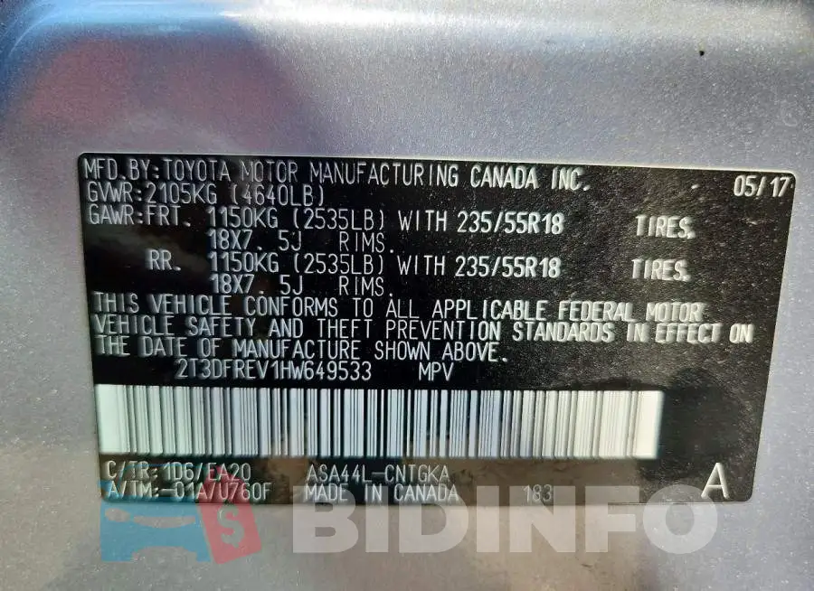 2T3DFREV1HW649533 Photo# 14