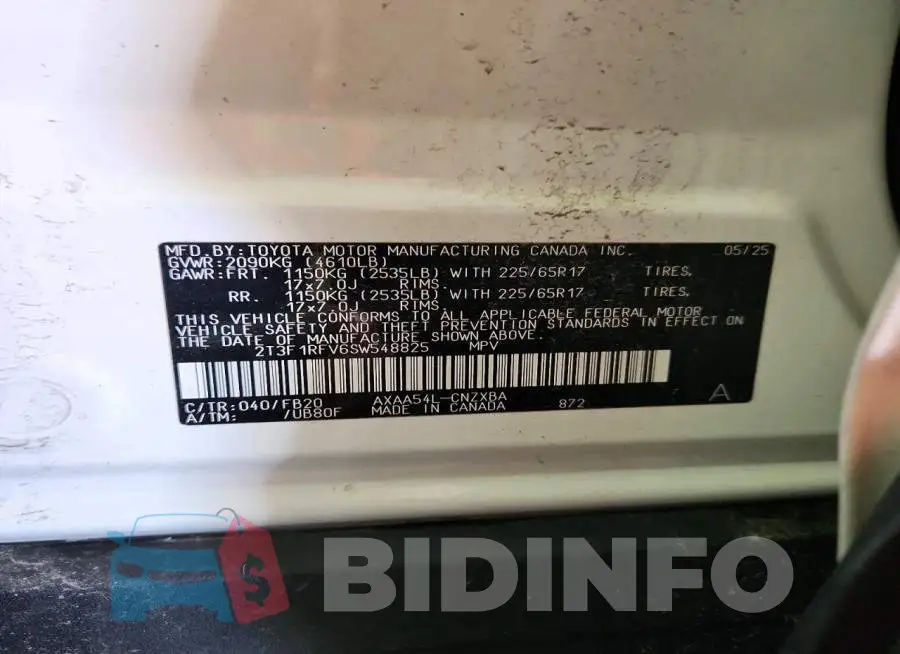 2T3F1RFV6SW548825 Photo# 14