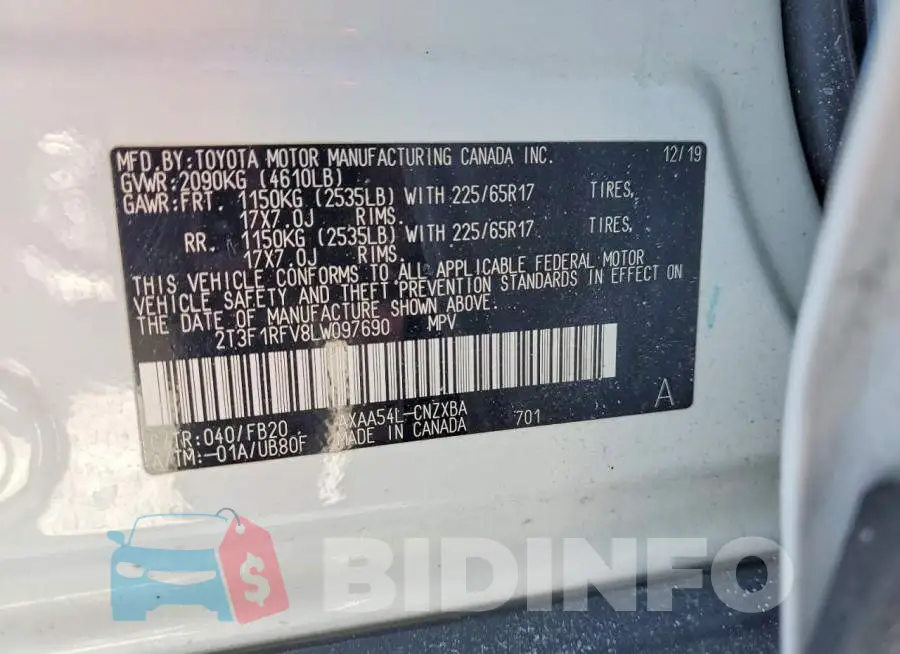 2T3F1RFV8LW097690 Photo# 13