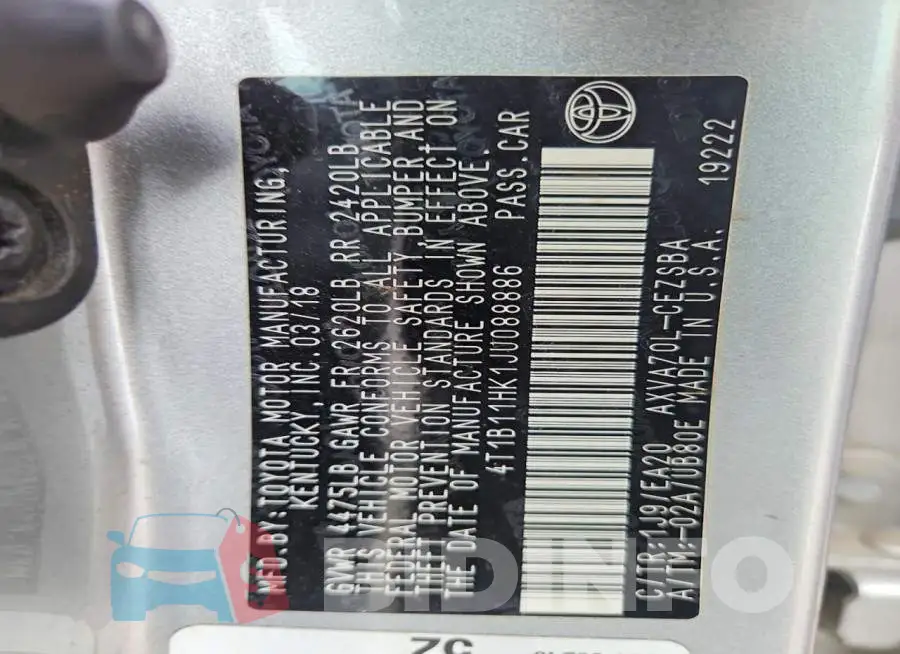 4T1B11HK1JU088886 Photo# 12