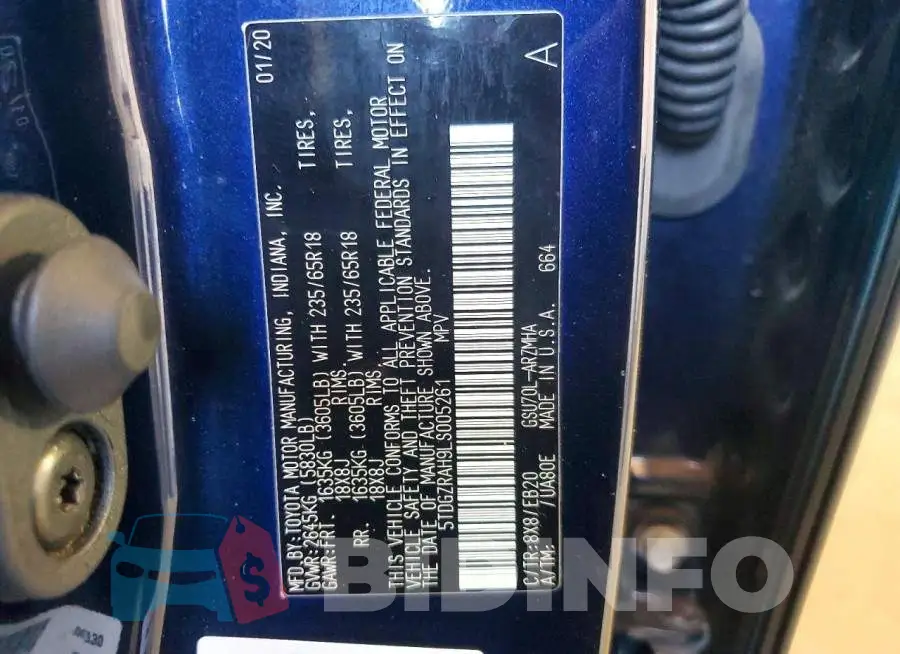 5TDGZRAH9LS005261 Photo# 13