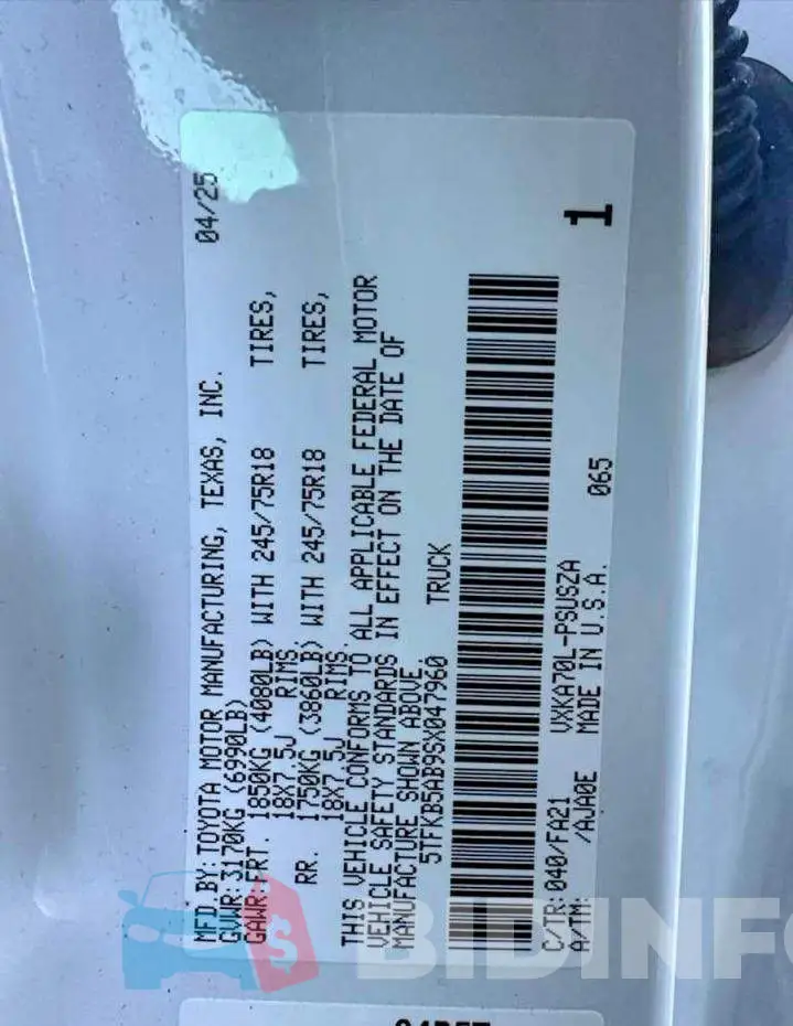 5TFKB5AB9SX047960 Photo# 10