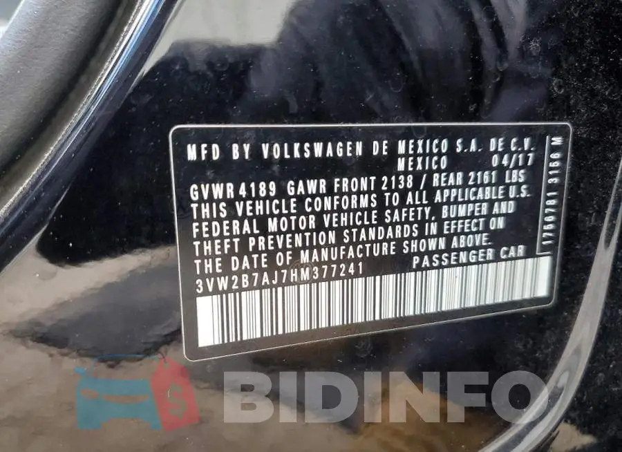 3VW2B7AJ7HM377241 Photo# 12