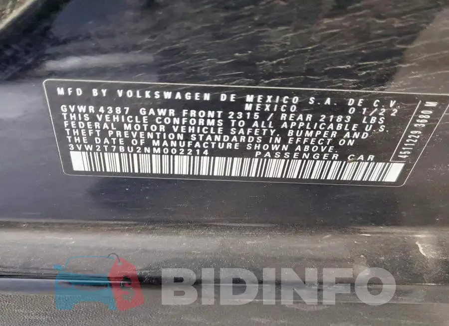 3VW2T7BU2NM002214 Photo# 12