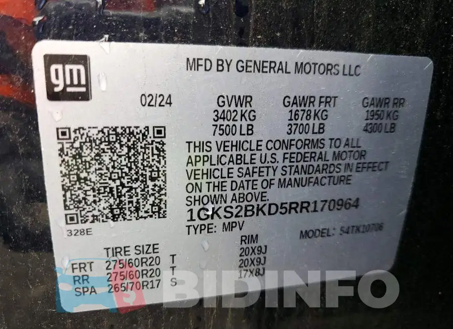 1GKS2BKD5RR170964 Photo# 14