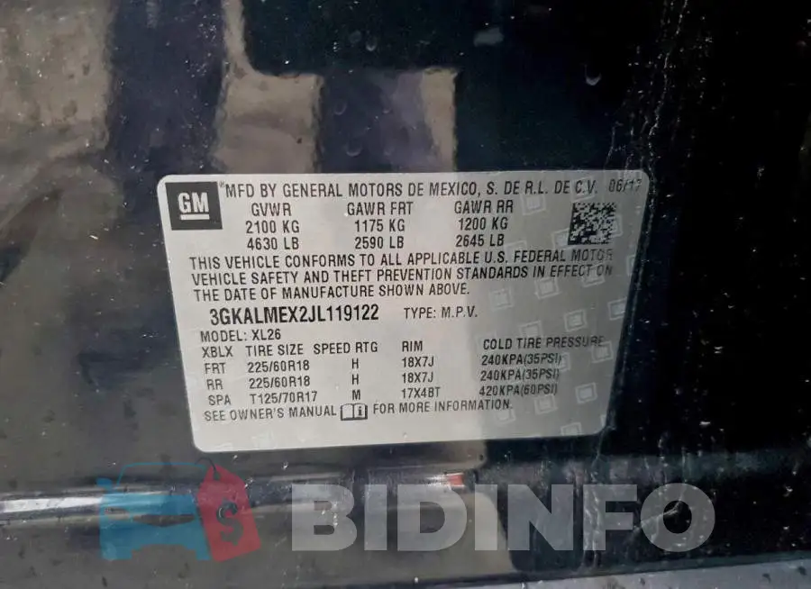 3GKALMEX2JL119122 Photo# 12
