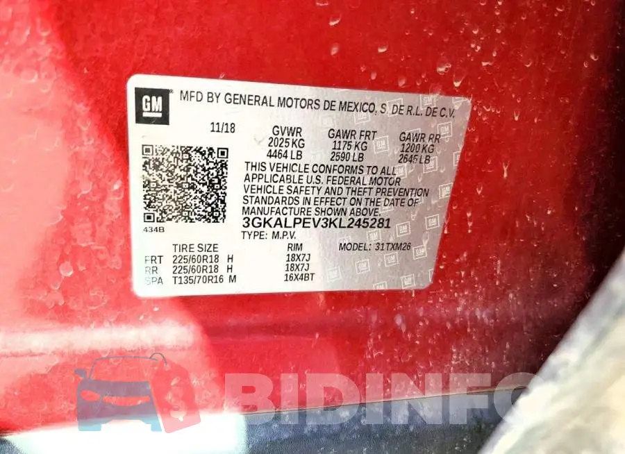 3GKALPEV3KL245281 Photo# 13