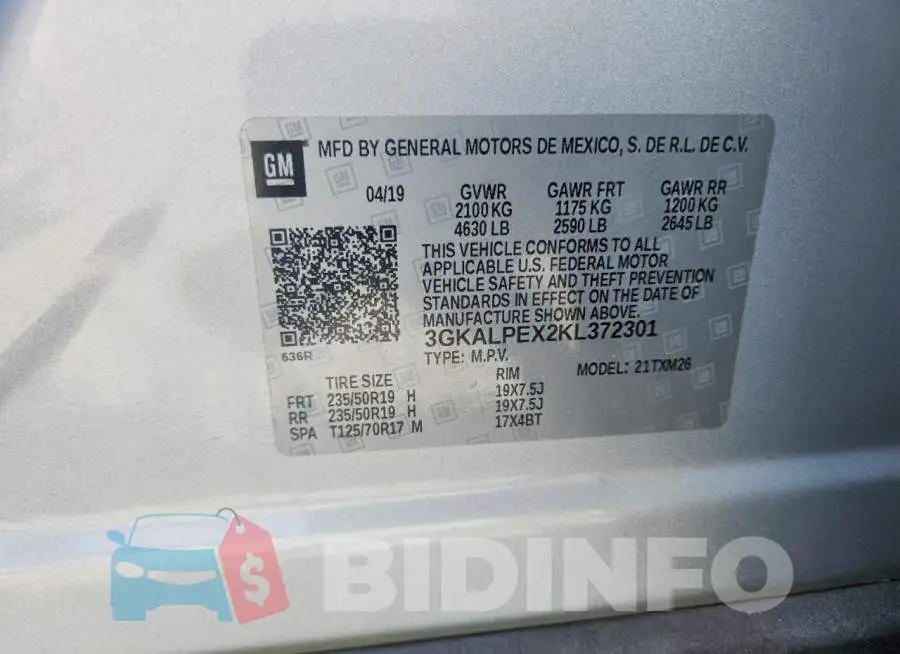 3GKALPEX2KL372301 Photo# 13