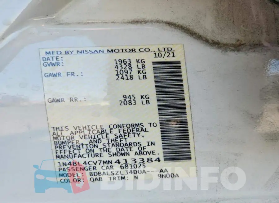 1N4BL4CV7MN413384 Photo# 12