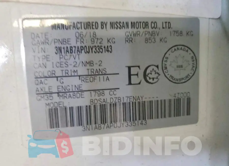 3N1AB7AP0JY335143 Photo# 12