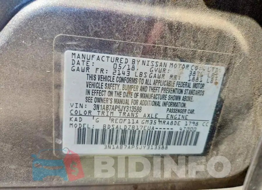 3N1AB7AP5JY313588 Photo# 12