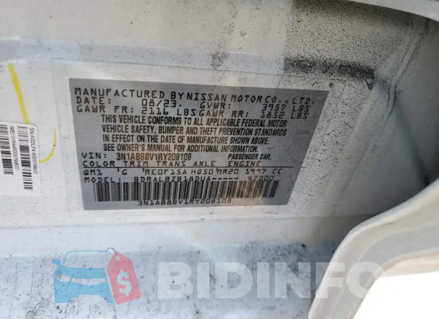 3N1AB8BV1RY208108 Photo# 12