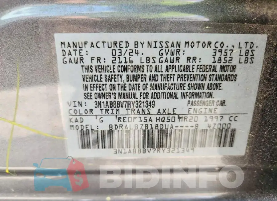 3N1AB8BV7RY321349 Photo# 12