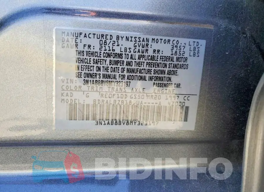 3N1AB8BV8MY323197 Photo# 13