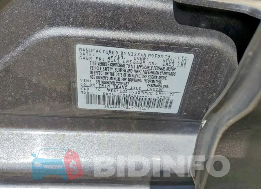 3N1AB8CV5LY205167 Photo# 12