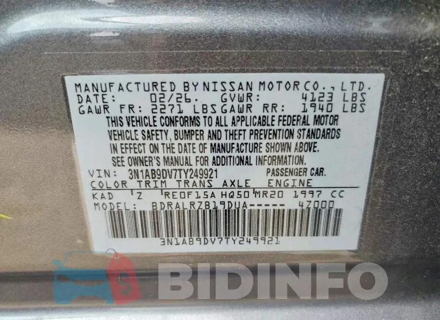 3N1AB9DV7TY249921 Photo# 12