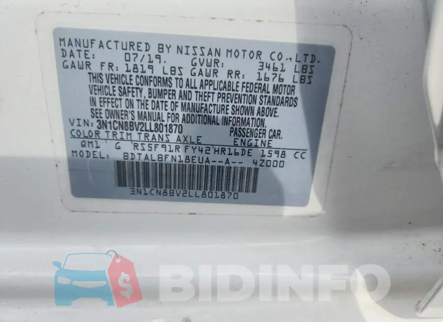 3N1CN8BV2LL801870 Photo# 12