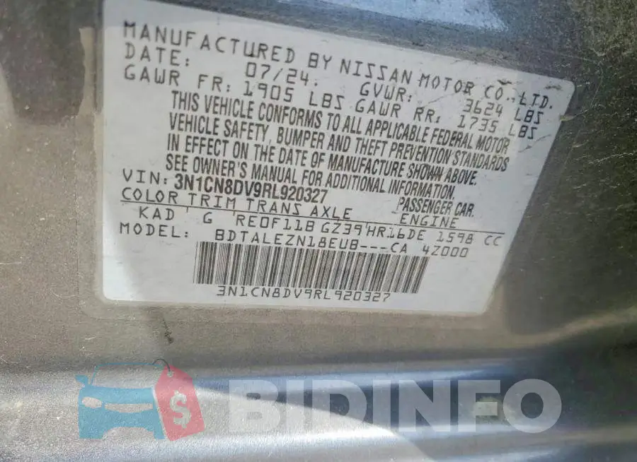 3N1CN8DV9RL920327 Photo# 12