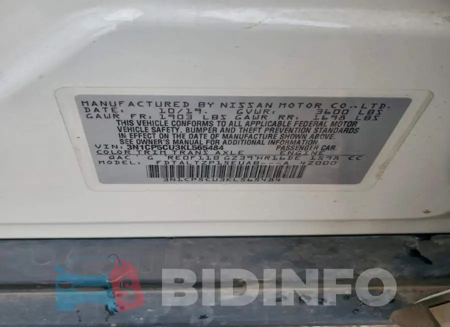 3N1CP5CU3KL565484 Photo# 13