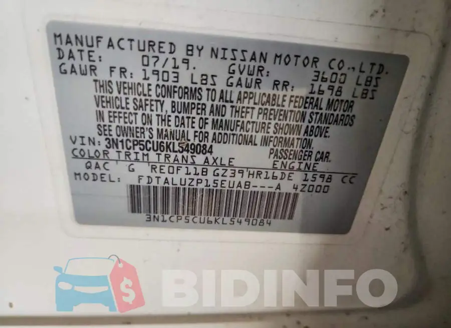 3N1CP5CU6KL549084 Photo# 13