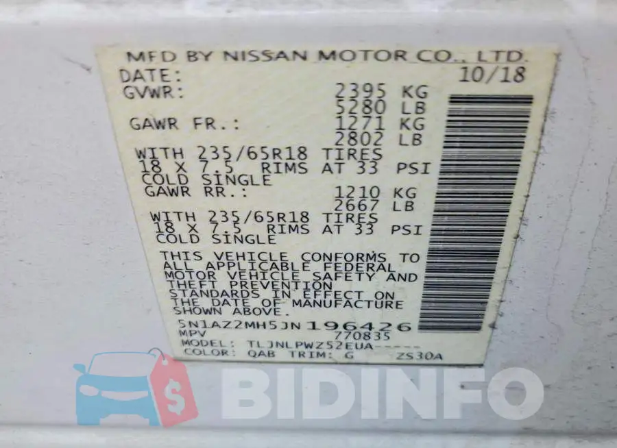 5N1AZ2MH5JN196426 Photo# 12
