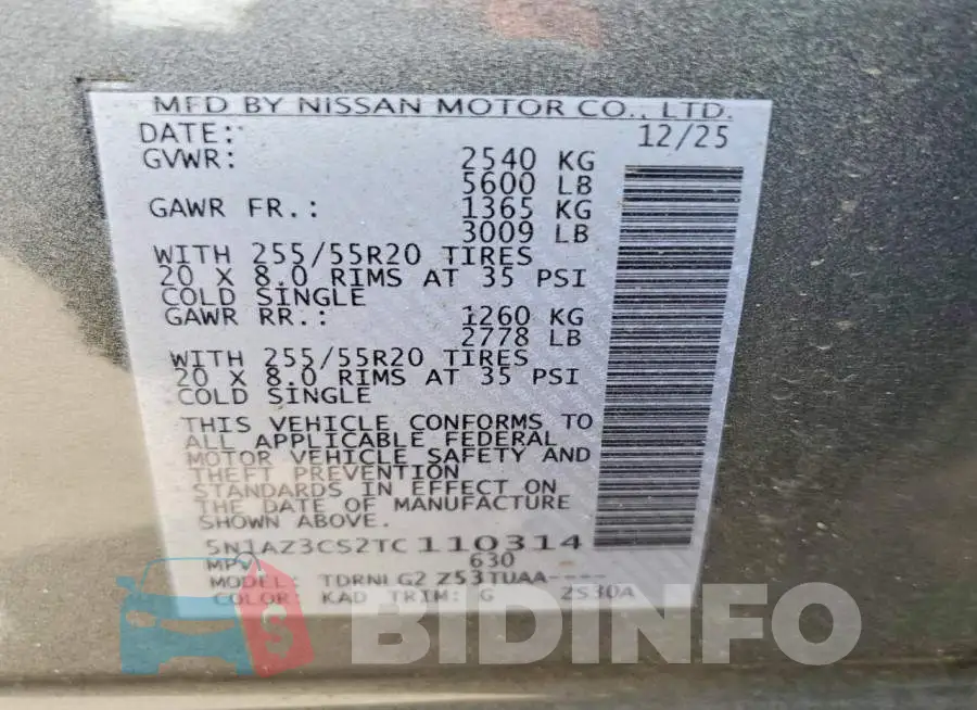 5N1AZ3CS2TC110314 Photo# 13