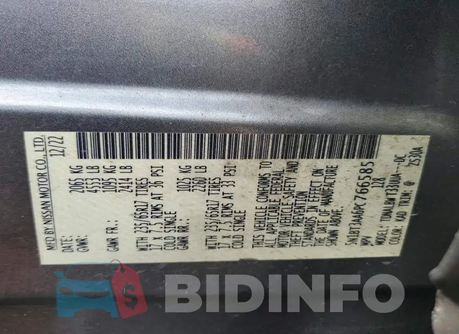 5N1BT3AA6PC766585 Photo# 13