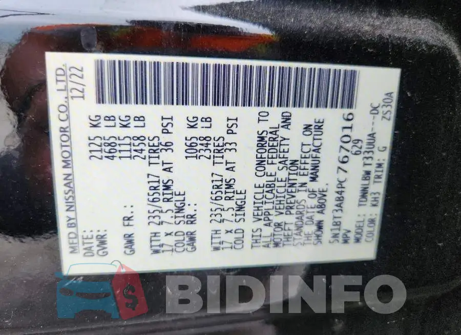 5N1BT3AB4PC767016 Photo# 13