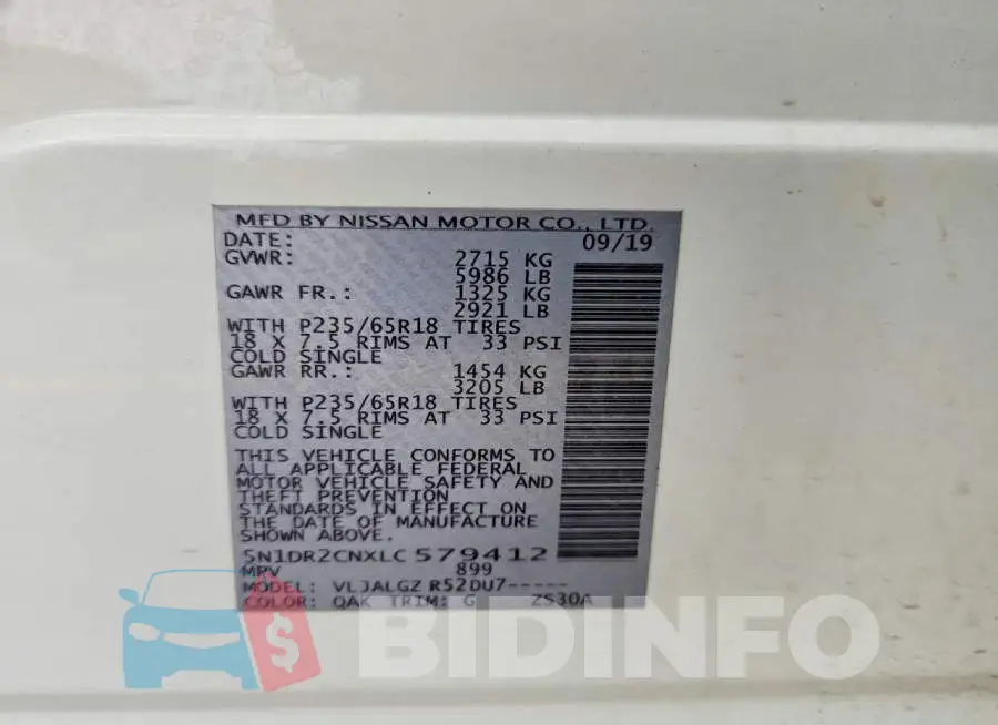 5N1DR2CNXLC579412 Photo# 14