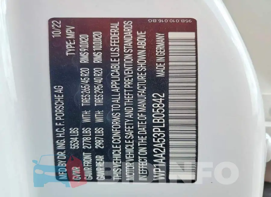 WP1AA2A53PLB05842 Photo# 13