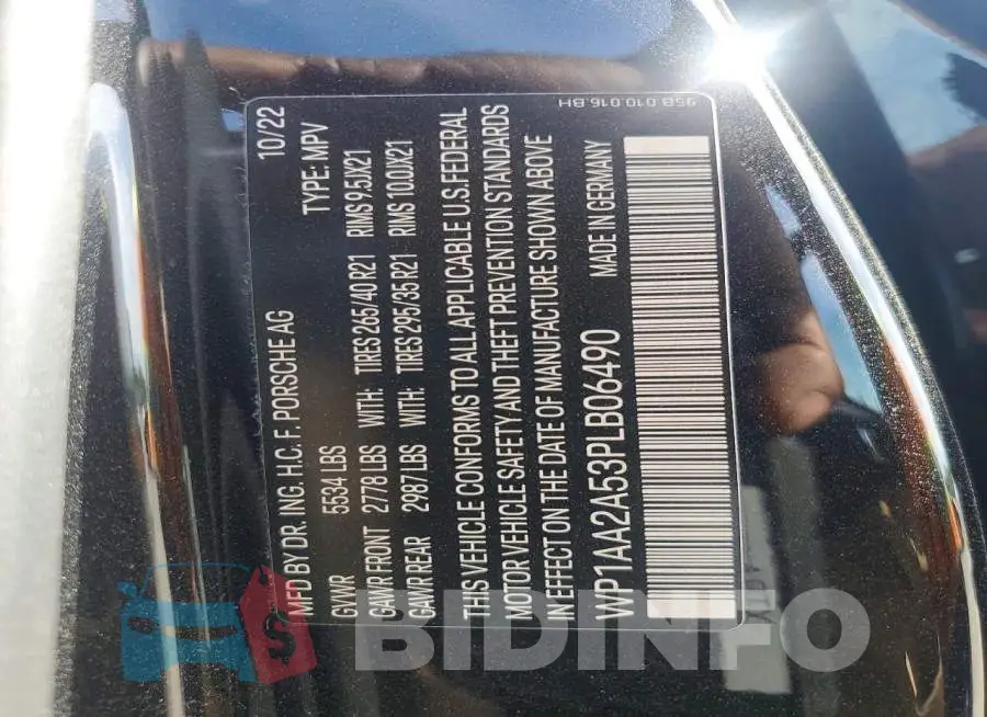 WP1AA2A53PLB06490 Photo# 13