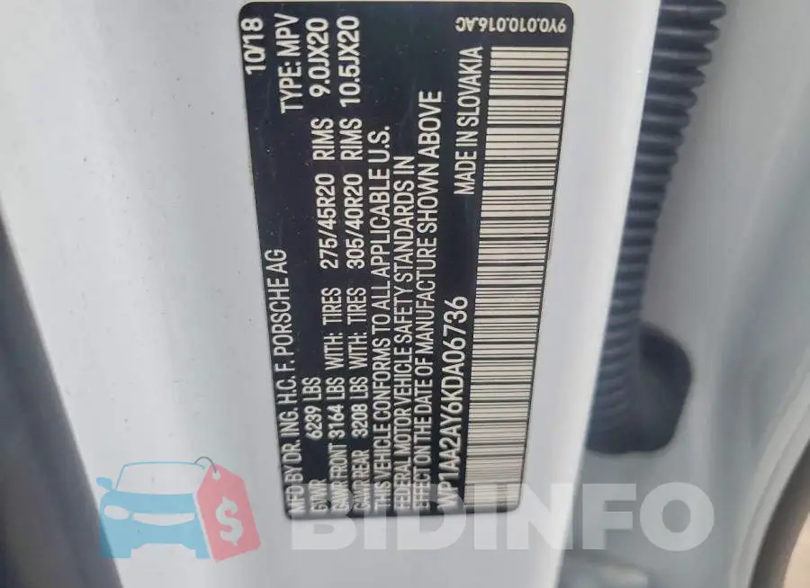 WP1AA2AY6KDA06736 Photo# 13