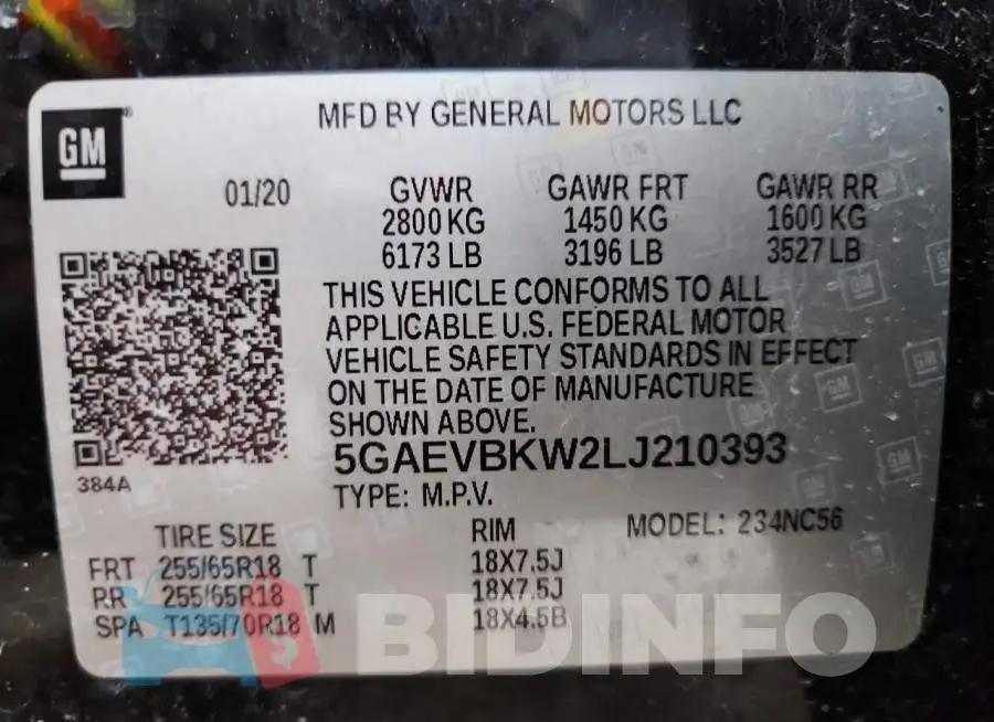5GAEVBKW2LJ210393 Photo# 14