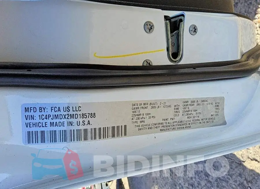 1C4PJMDX2MD185788 Photo# 13