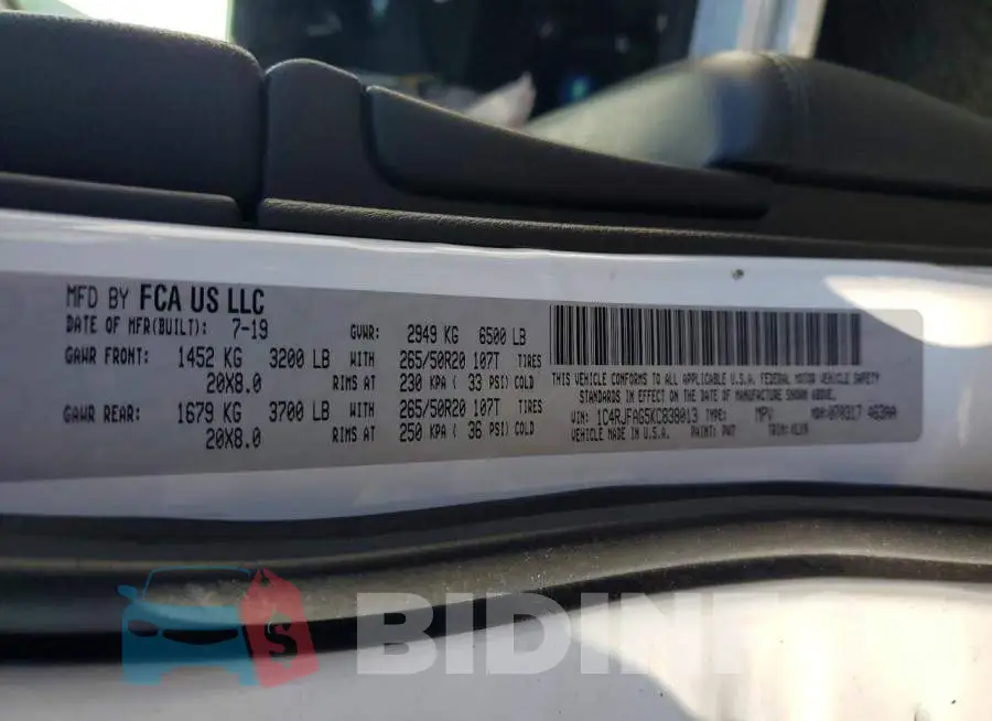 1C4RJFAG5KC838013 Photo# 13