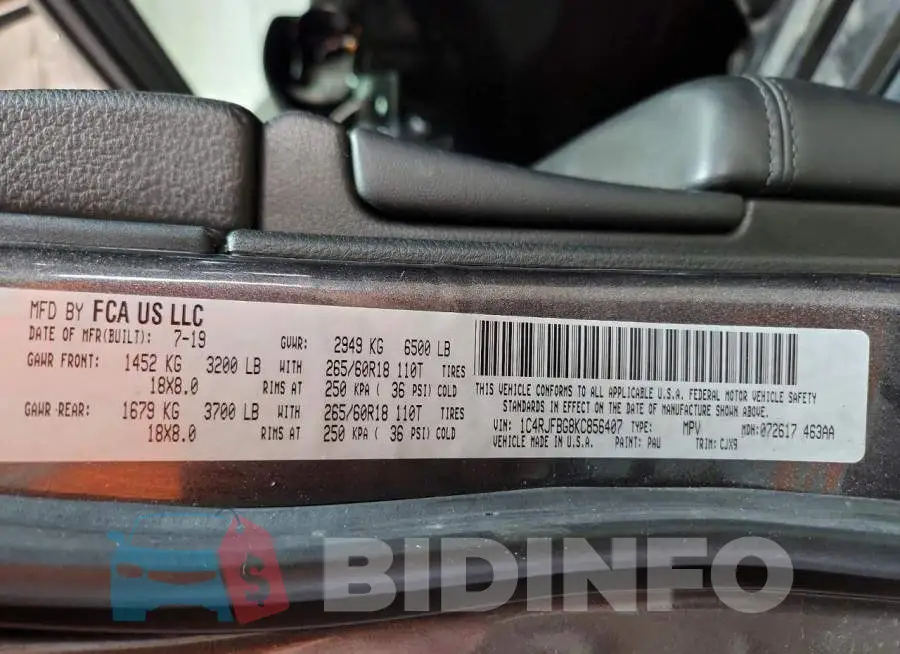 1C4RJFBG8KC856407 Photo# 12