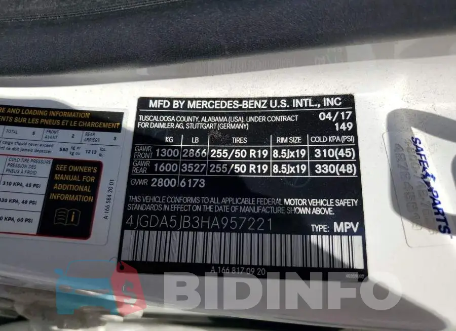 4JGDA5JB3HA957221 Photo# 13