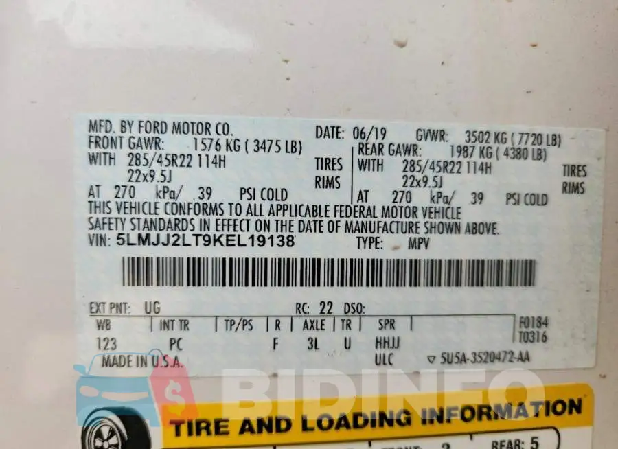 5LMJJ2LT9KEL19138 Photo# 14